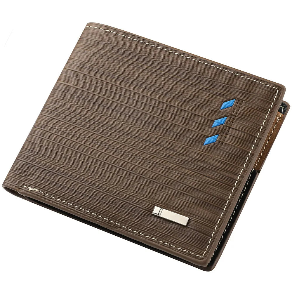 Men's Stripe Wallet with Multi-Function Card Holder & Money Clip - Leather Coin Purse