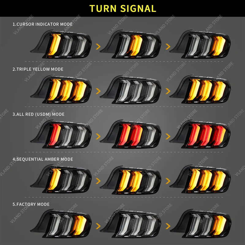 LED Tail Lights for Ford Mustang S550 2015-2023 Sequential Turn Signal Rear Lamps