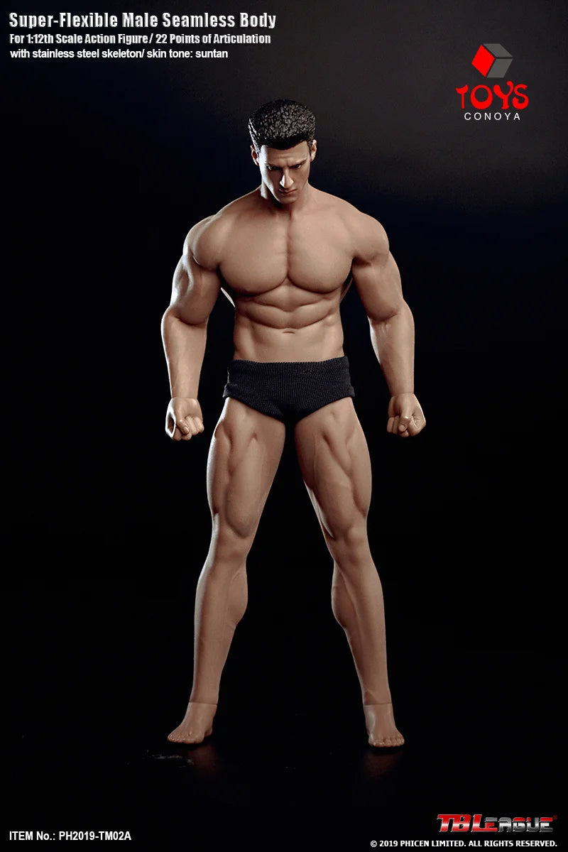 1/12 Scale Male Action Figure Body - Seamless Steel Skeleton for Collectibles
