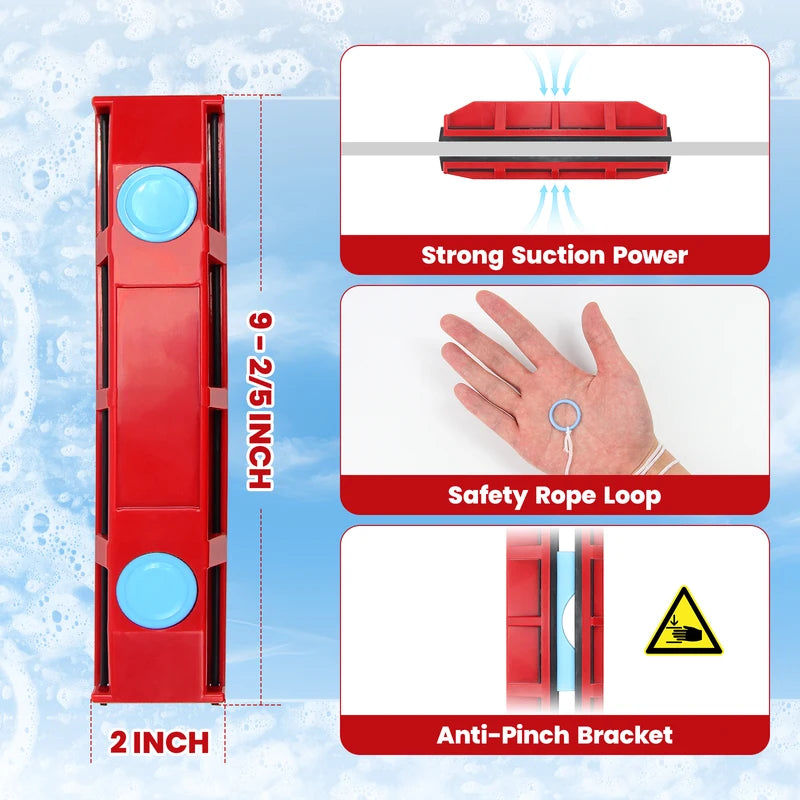 Magnetic Window Cleaner Set for 8-20mm Glass - Dual-Side Cleaning Tool
