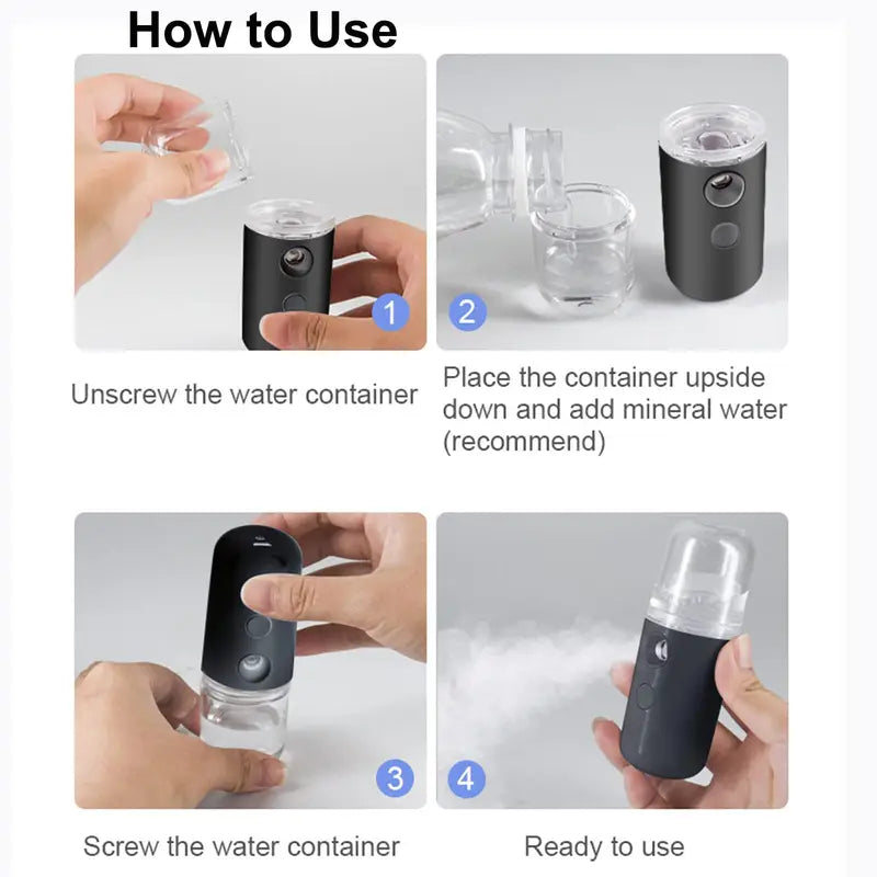 Portable USB Facial Mist Sprayer 30ml Nano Skin Care Humidifier