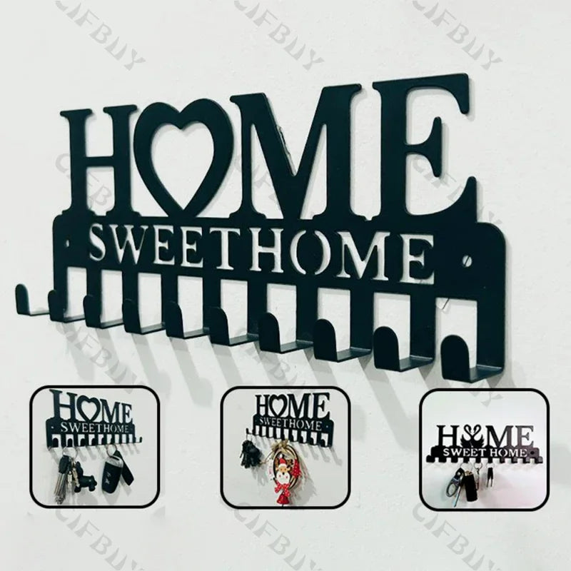 Metal Wall Hooks Key Holder - Wall Mounted Coat Rack for Home & Kitchen