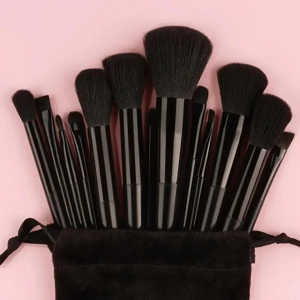 Professional Makeup Brush Set with Fluffy Kabuki & Blending Brushes for Face & Eyes