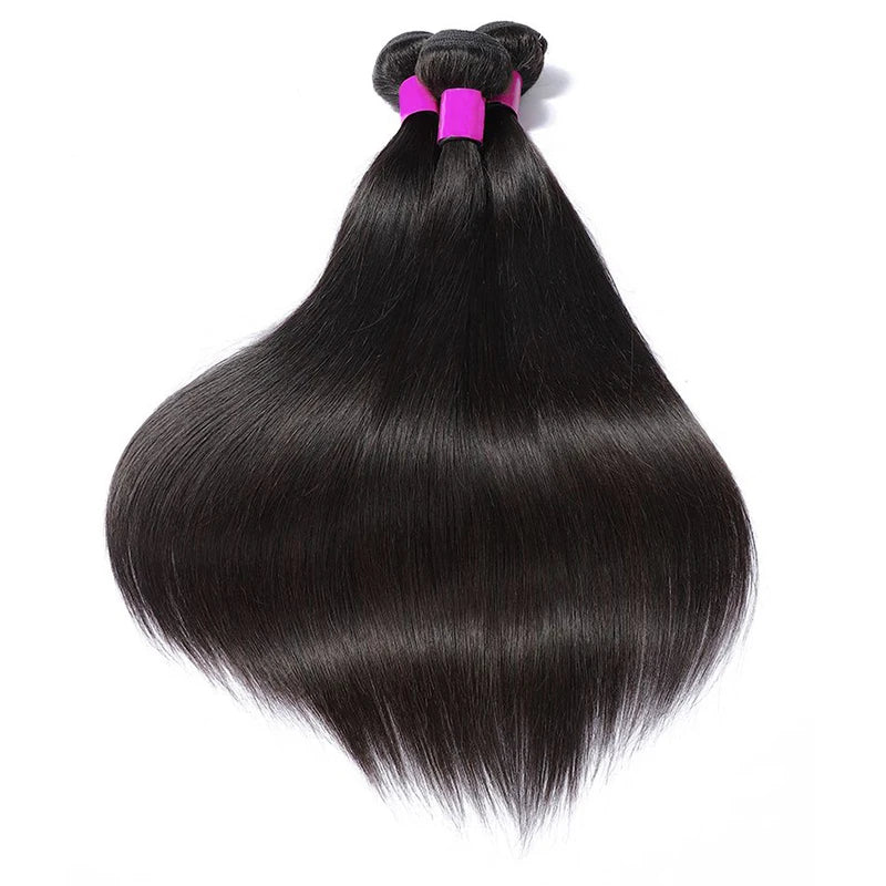 Silky Straight Human Hair Extensions Remy Brazilian Hair Bundles 14-30 Inches