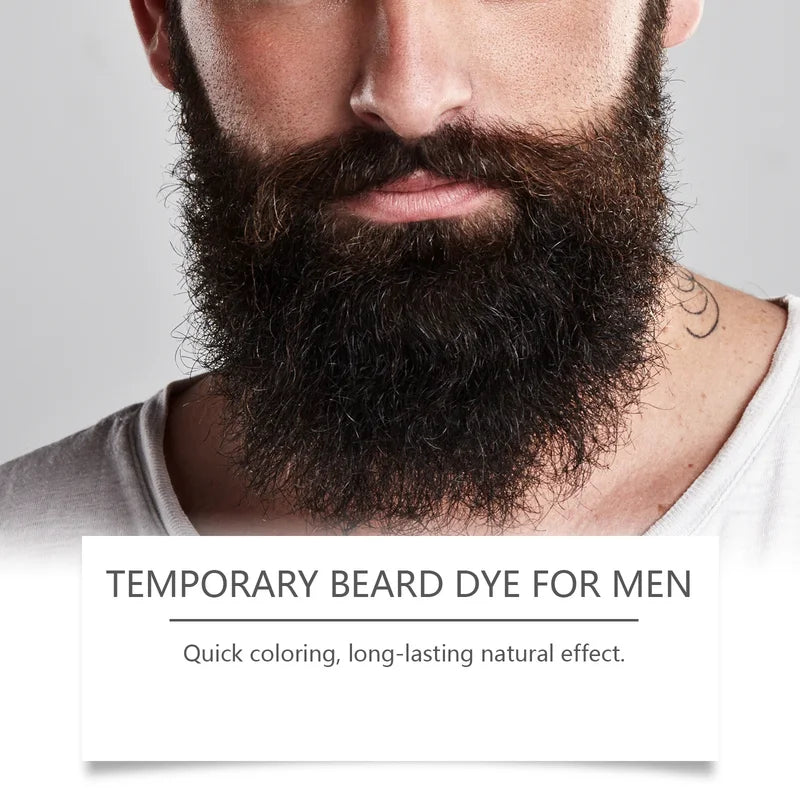 Men's Beard & Eyebrow Dye Kit Natural Black Long Lasting No Fade Moisturizing Formula