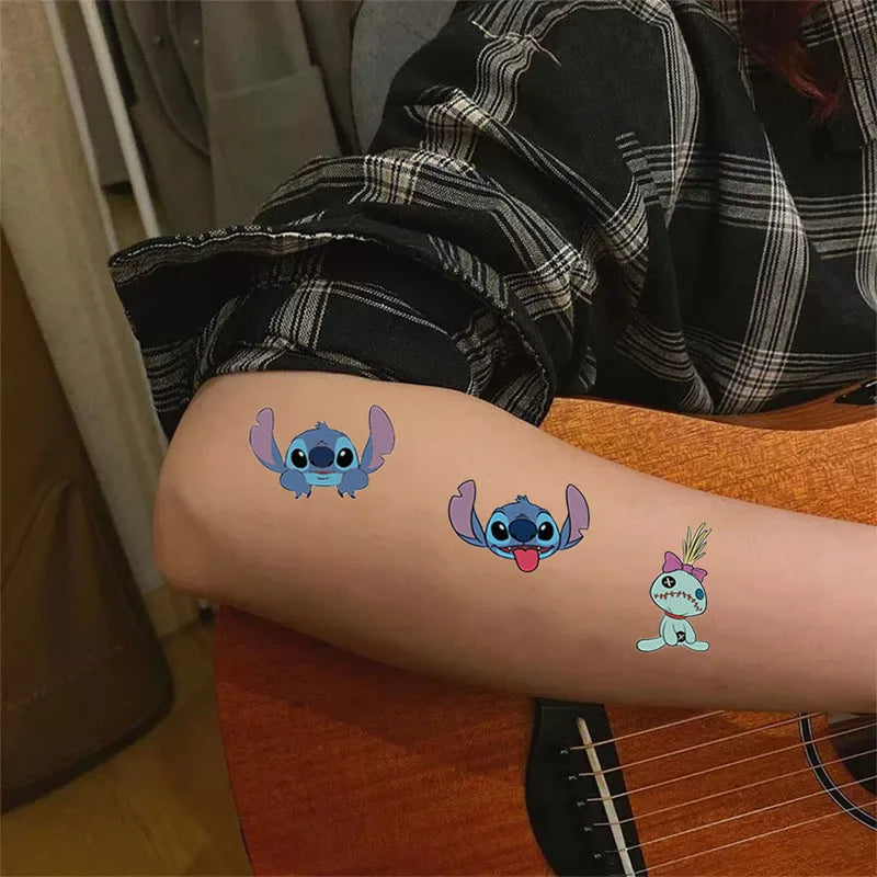 10pcs Cartoon Interstellar Baby Stitch Temporary Tattoo Stickers Halloween Party Body Art
