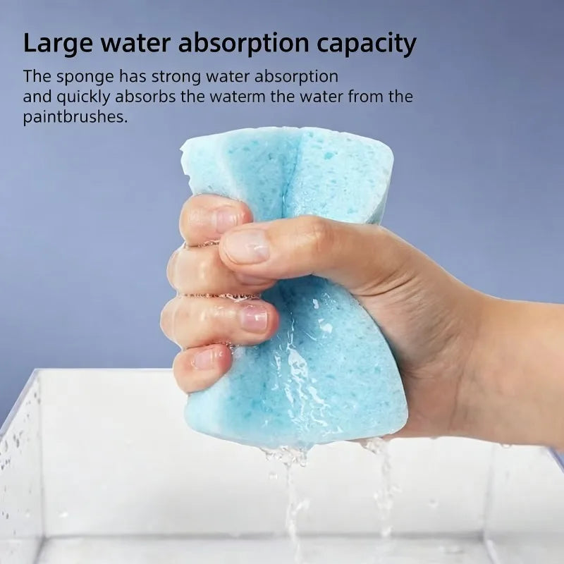 Water Absorbing Art Sponge Set for Painting & Cleaning - Reusable Cotton Watercolor Brushes