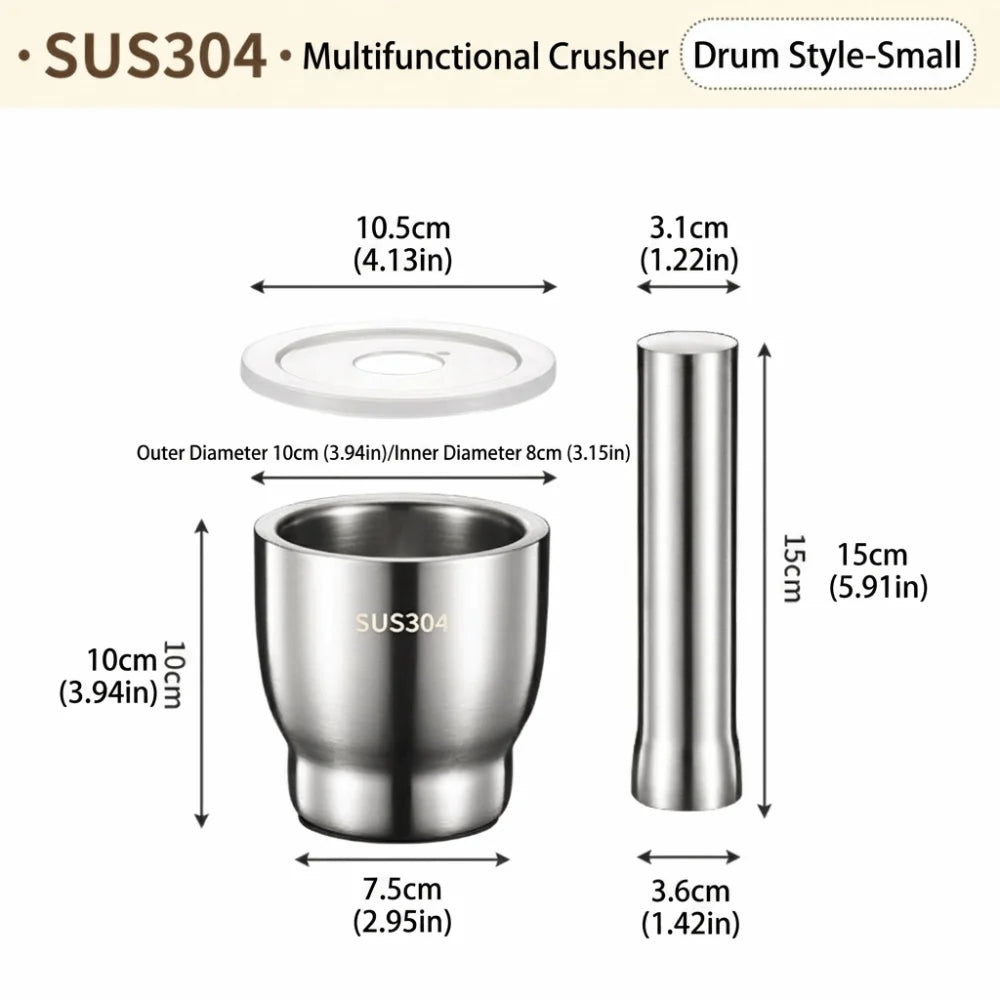 Stainless Steel Garlic Masher Set with Non-Slip Base - Multi-Functional Kitchen Tool