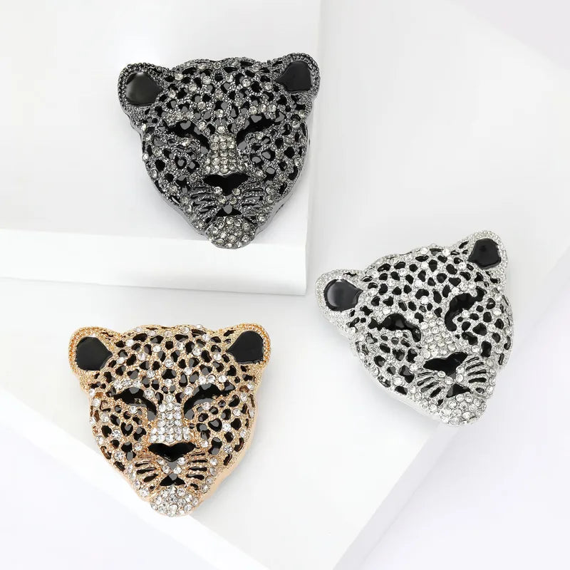 Luxury Rhinestone Leopard Brooch for Women Animal Pin Casual Party Accessory Gift
