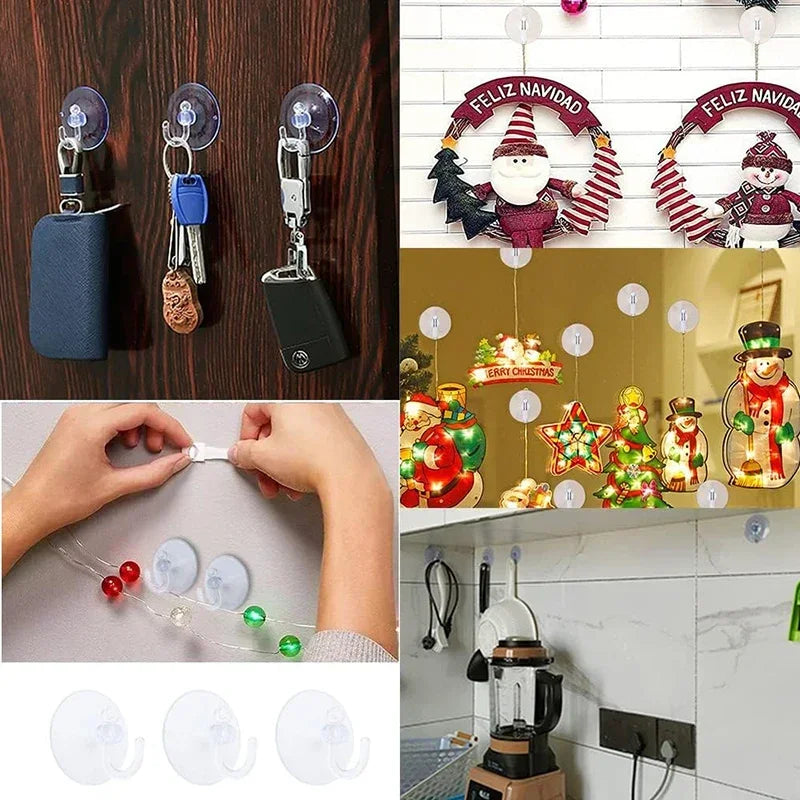 Strong Suction Cup Hooks Set - Reusable Wall Hangers for Glass, Tile, Metal