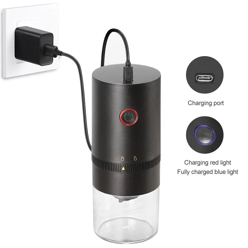 Portable USB Coffee Grinder - Professional Ceramic Burr Mill with Rechargeable Battery