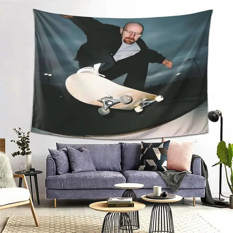 Retro American Skateboard Tapestry Wall Art for Living Room & Decor