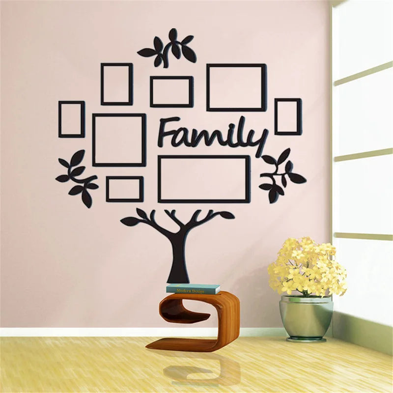 3D Acrylic Family Tree Wall Decals - DIY Photo Frame Art for Living Room