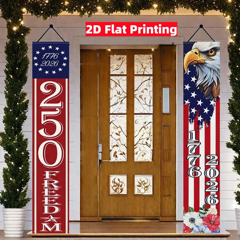 American Independence Day 250th Anniversary Flag Banners - Eagle & US Flag Decor