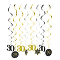 8pcs Ceiling Hanging Decor Spiral Garland Party Decorations - Black & Gold