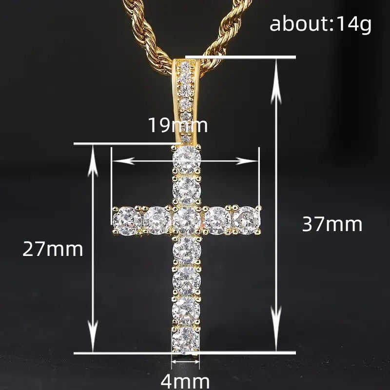 60cm Twisted Chain Necklace with Cubic Zirconia Cross Pendant for Men and Women - Fashion Jewelry Gift