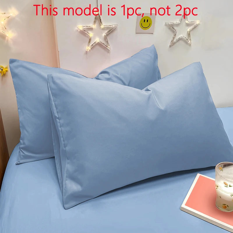 Matte Solid Color Pillowcase - Soft Bedding Cover for Bedroom, Sealed Pocket Design