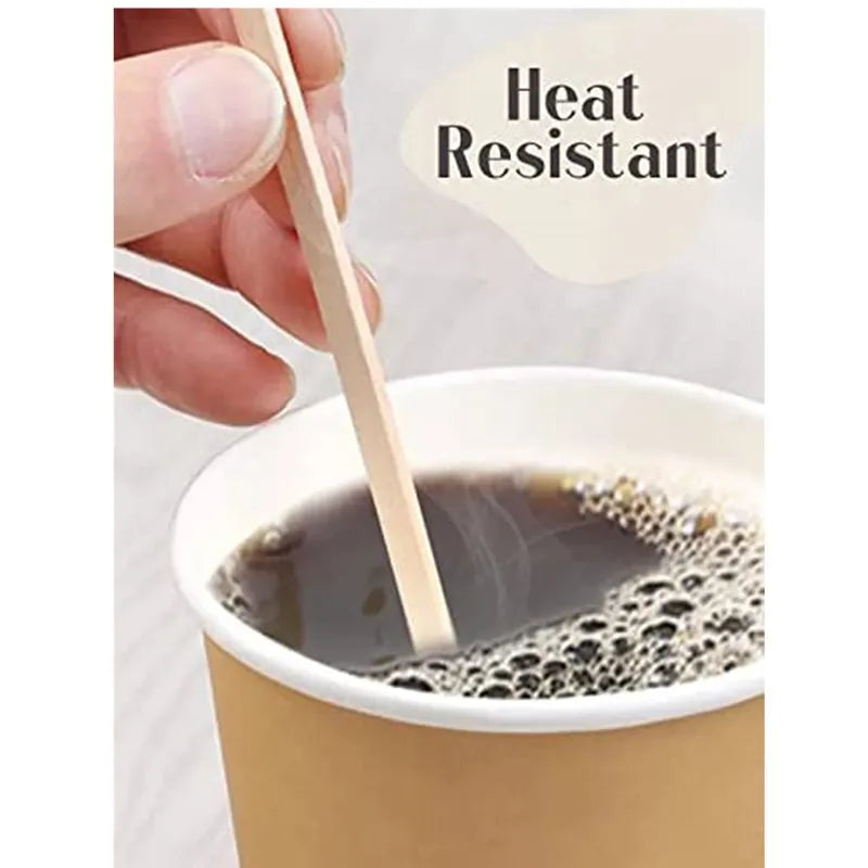 Disposable Wooden Coffee Stir Sticks 100PCS - Eco-Friendly Beverage Utensils