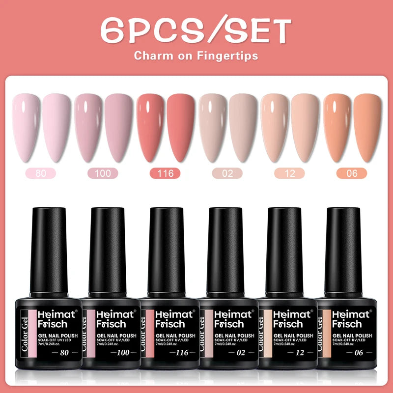 Glossy Semi-Permanent Gel Nail Polish Set - Trendy Color Block Series for Nail Art