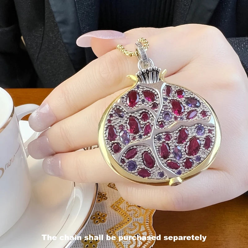 Large Pomegranate Pendant in Sterling Silver - Romantic Gift for Women