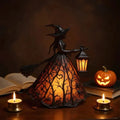 Halloween Witch Lantern LED Night Light Gothic Home Decor with Broom