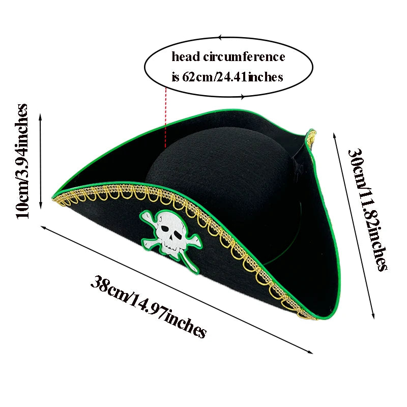 LED Pirate Hat with Light Up Skull Pattern for Costume Party Halloween Cosplay
