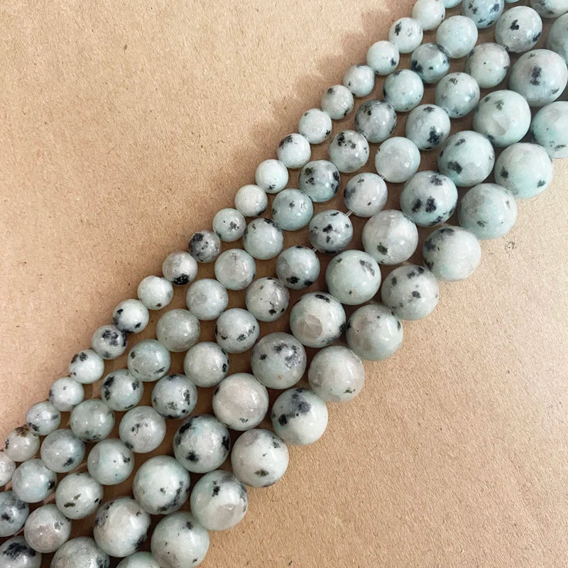 Natural Sesame Stone Kiwi Jasper Beads for Jewelry Making - 4-12mm Variants