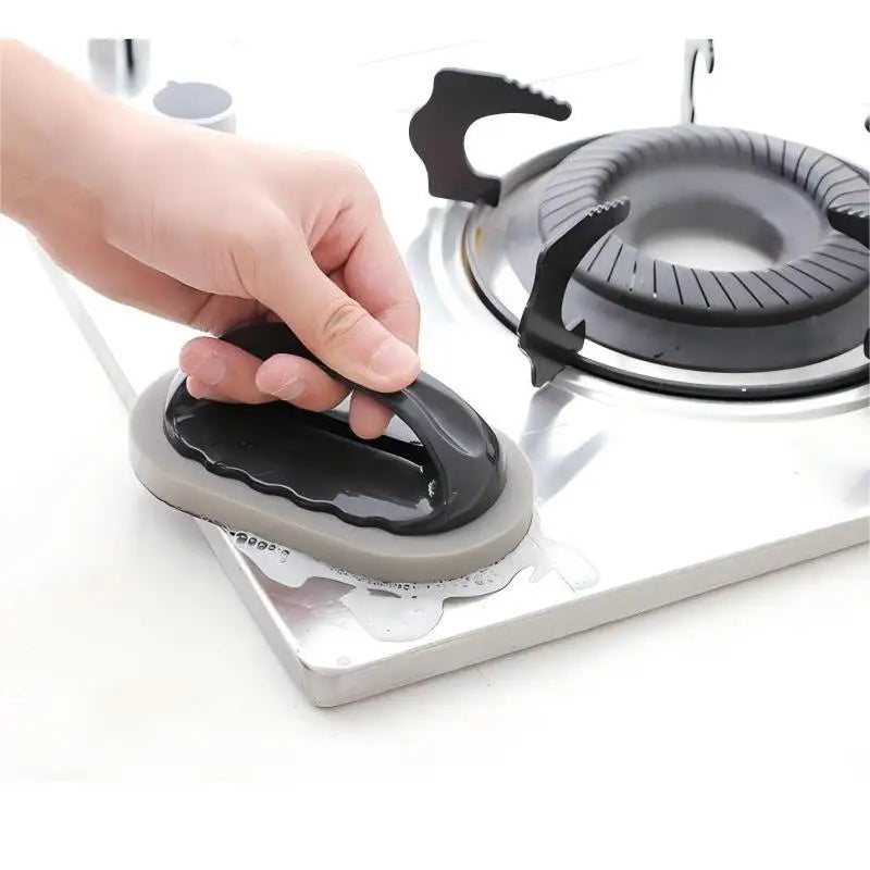 Emery Sponge Kitchen Scrubber with Handle for Pot, Pan, and Surface Cleaning