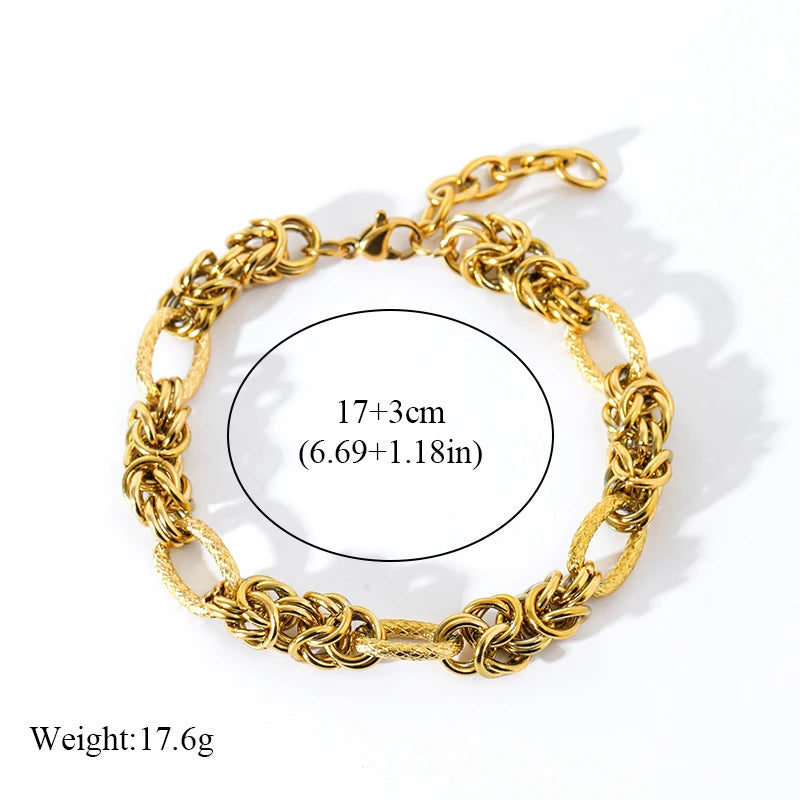 Trendy 316L Stainless Steel Twisted Bracelet Bangles for Women - Gold Plated Waterproof Jewelry Gift