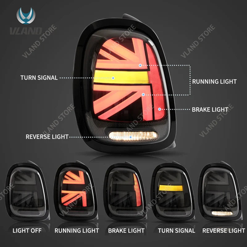 Full LED Taillights for Mini Cooper F55 F56 F57 - Sequential Turn Signal Upgrade