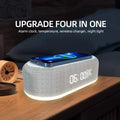 Wireless Charging Alarm Clock with Night Light and Thermometer for Bedside