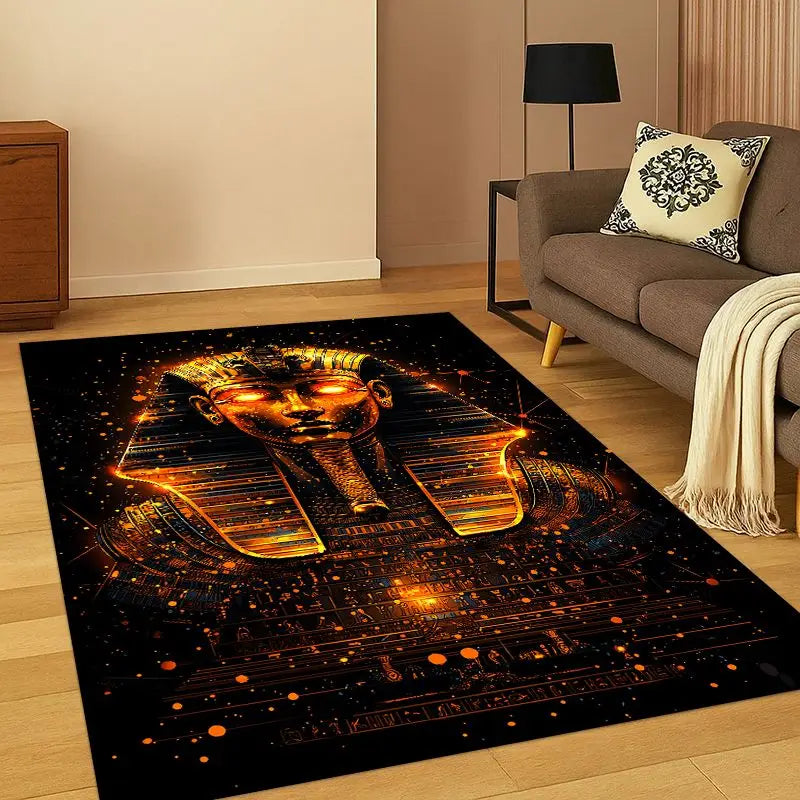 Egyptian Anubis Pharaoh Cartoon Area Rug - Non-Slip Home Decor Carpet