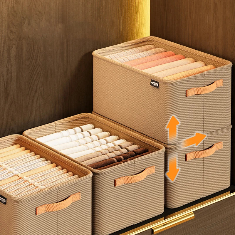 Clothes Organizer Storage Box for Pants and Sweaters - Foldable, Dustproof, Space-Saving Wardrobe Drawer