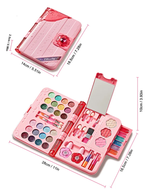 Kids Makeup Kit for Girls - Washable Play Cosmetic Set with Mirror and Accessories