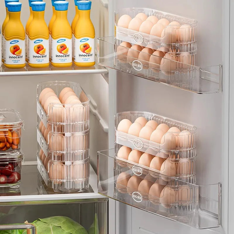 Space-saving Egg Organizer Container with 10-grid Refrigerator Storage Box