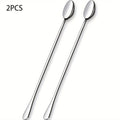 Stainless Steel Iced Tea Spoon 2pcs Set Long Handle Cocktail Mixing Utensils