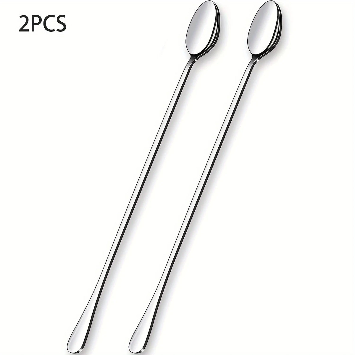 Stainless Steel Iced Tea Spoon 2pcs Set Long Handle Cocktail Mixing Utensils
