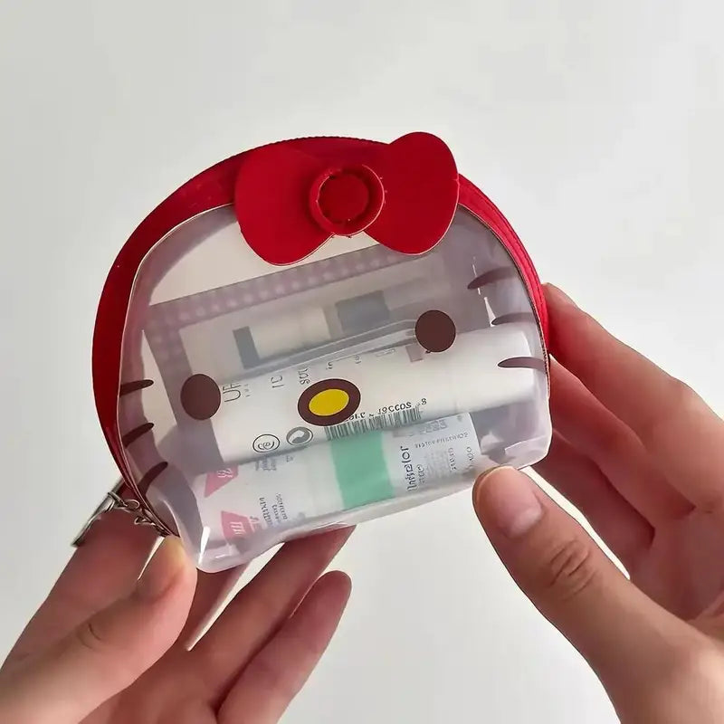 Kawaii Sanrio Cartoon PVC Transparent Storage Bag - Multi-Functional Organizer