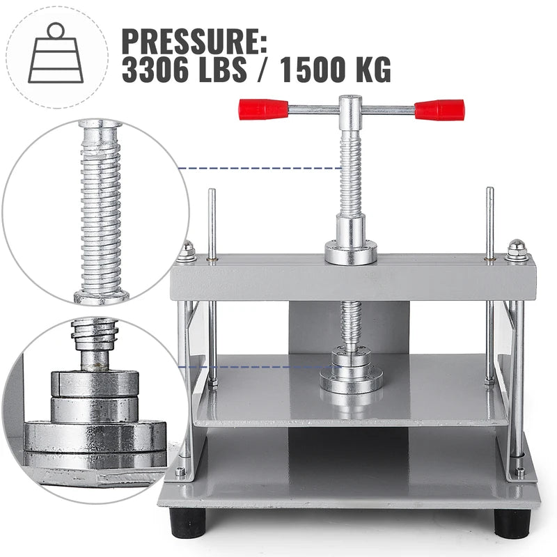 Manual Paper Press Machine 12x8.6 in for A4 Paper, Steel Frame, Bookbinding & Papermaking