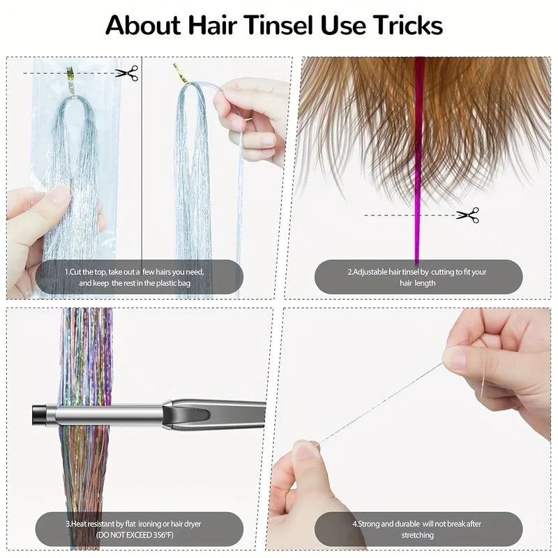 Sequin Hair Accessories Set with 8 Strands for Holiday Parties