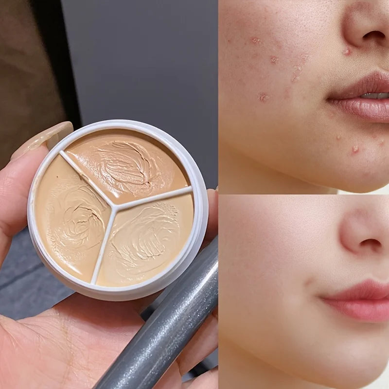 3-Color Concealer Palette for Dark Circles Blemishes & Skin Coverage