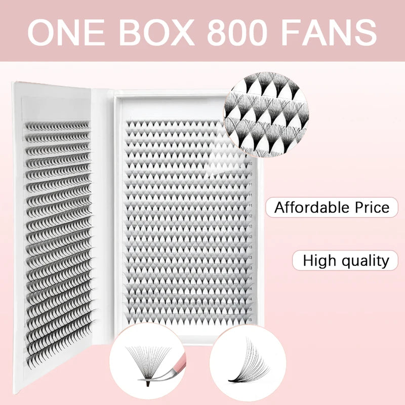 800/1600 Fans Premade Volume Eyelash Fans with Sharp Pointed Base for Russian Volume Eyelash Extensions