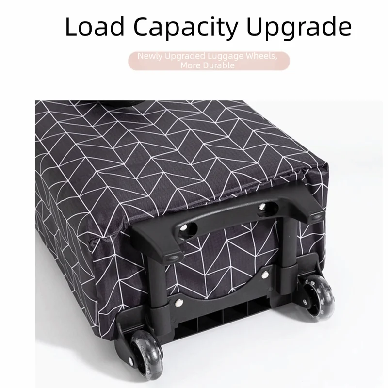 Large Capacity Waterproof Foldable Shopping Cart with Retractable Handle and Wheels