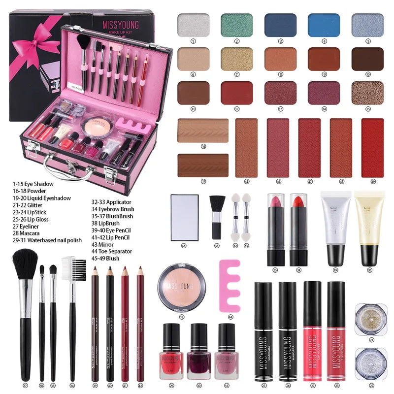Multifunctional Makeup Kit - All-in-One Face Eyeshadow Lipstick Blush Cosmetics