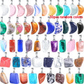 30 Pcs Crystal Gemstone Pendant Set Irregular Moon Shape Jewelry Charms