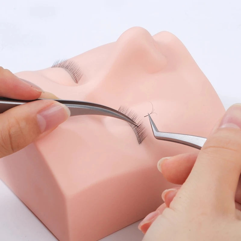 Silicone Eyelash Extension Practice Head with Realistic 3-Layer Lashes