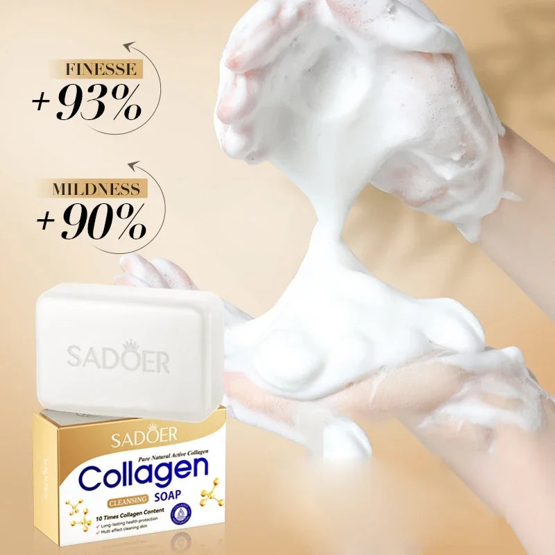 Moisturizing Collagen Ossein Facial Soap with Foam Cleansing - Handmade Body Wash