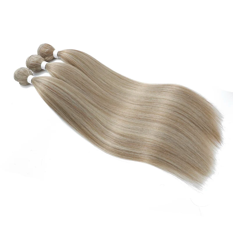 Synthetic Hair Extensions Blonde Straight Bundles Heat Resistant 12-38 Inch