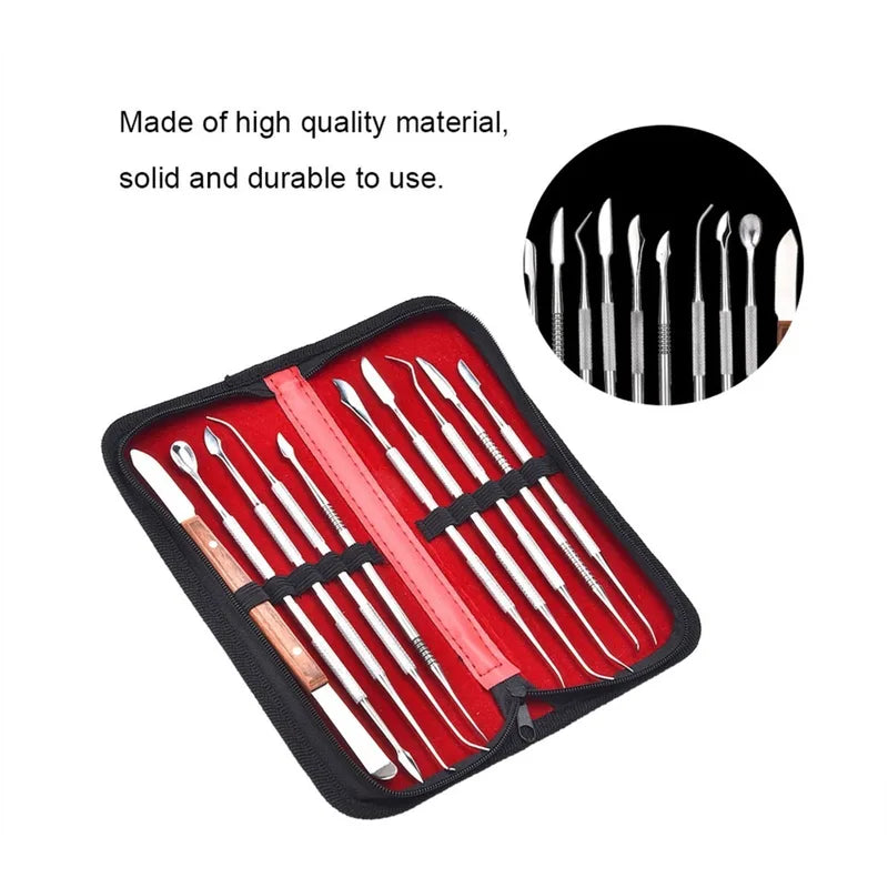 Stainless Steel Wax Carving Tool Set - 10-Piece Sculpting Kit with Storage Case