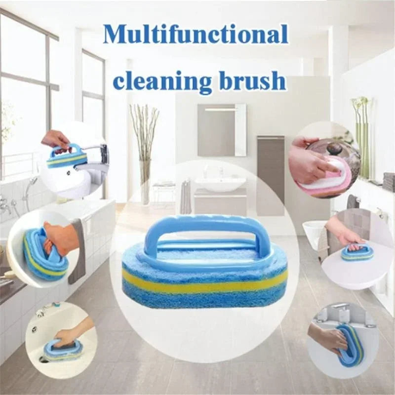 Multipurpose Sponge Cleaning Brush with Handle for Bathroom Kitchen Floors